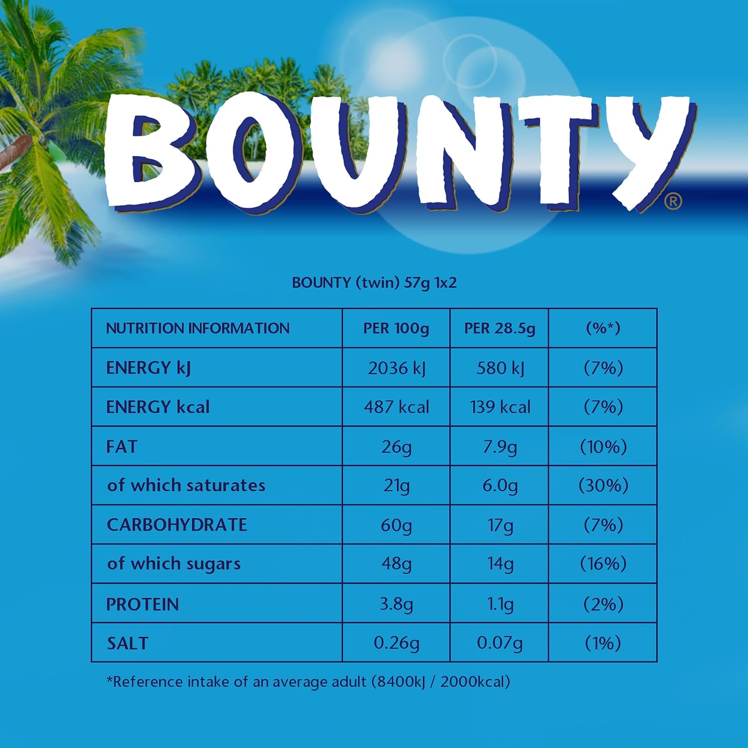 Bounty Duo Chocolate Bars, Coconut & Milk Chocolate Bulk Box, 24 x 57g, Ideal for Gift, Snacks or Hamper