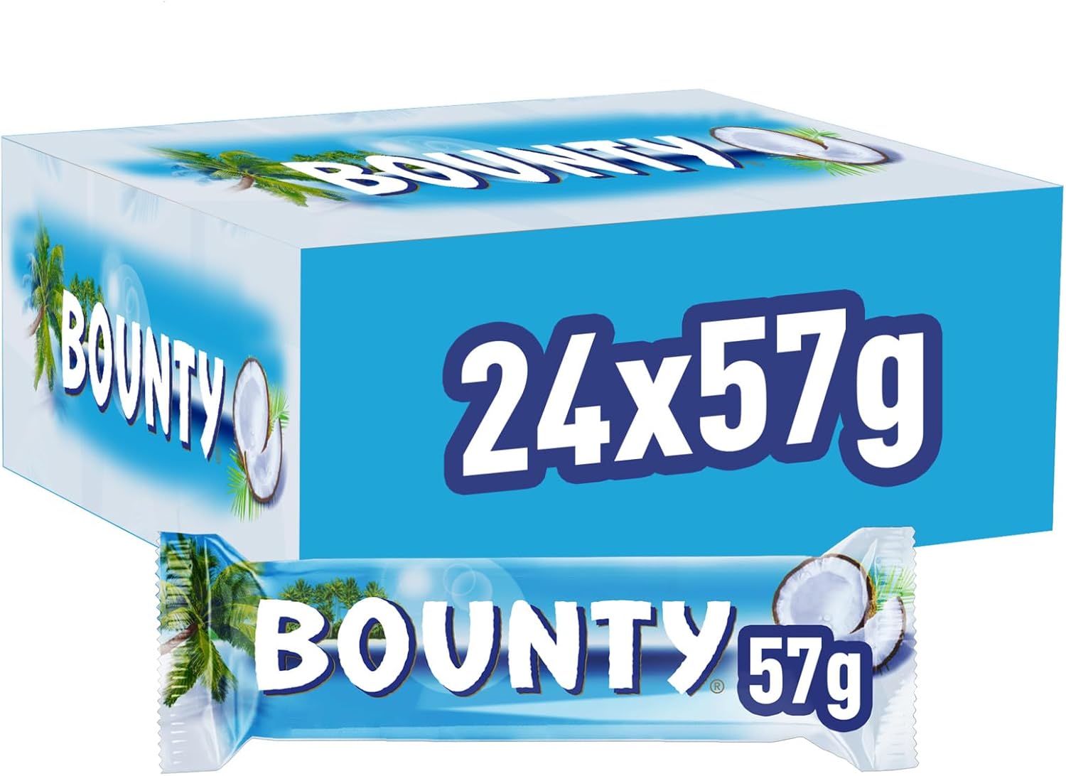 Bounty Duo Chocolate Bars, Coconut & Milk Chocolate Bulk Box, 24 x 57g, Ideal for Gift, Snacks or Hamper