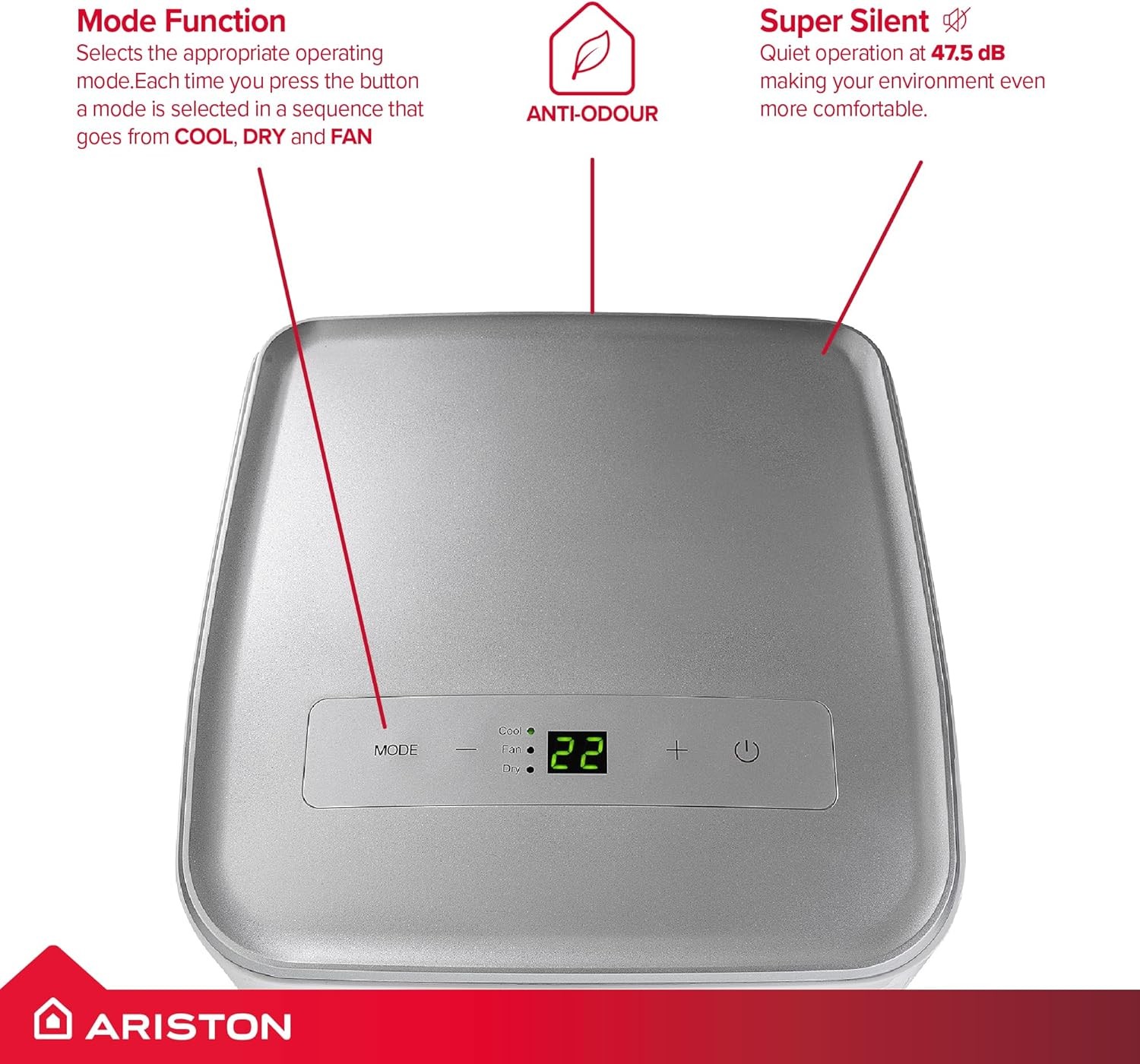 Ariston Mobis 9 UK portable air conditioner, 9000 BTU, A energy class, white, 3381529