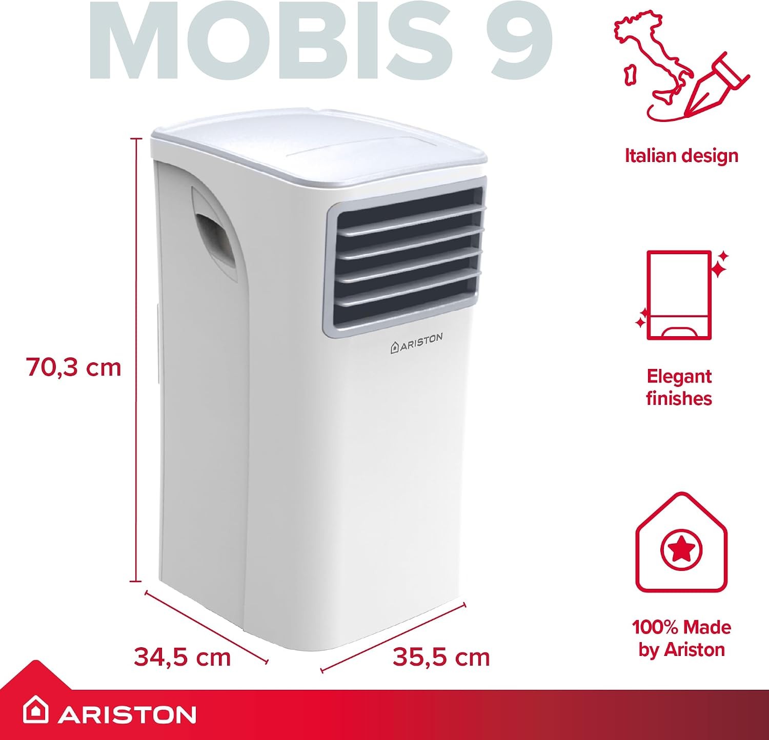 Ariston Mobis 9 UK portable air conditioner, 9000 BTU, A energy class, white, 3381529