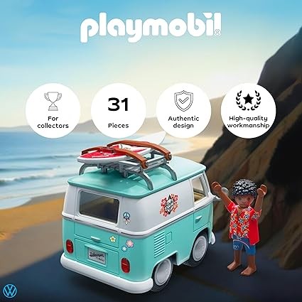 Playmobil Collector Cars, Volkswagen T1 Camper, Model car for adults & children, With stickers, 71857