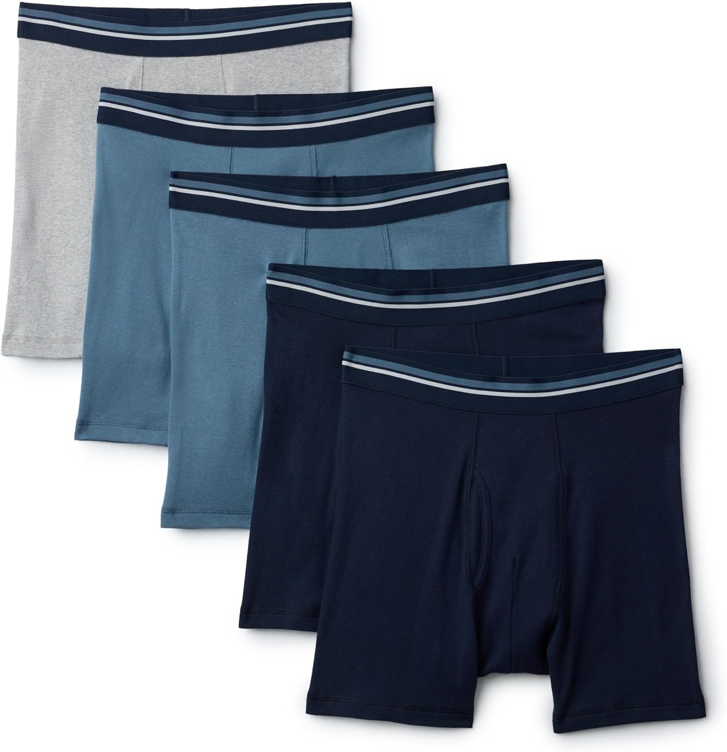 Amazon Essentials Men's Breathable Cotton Boxer Brief Underwear, Tag-Free, Pack of 5