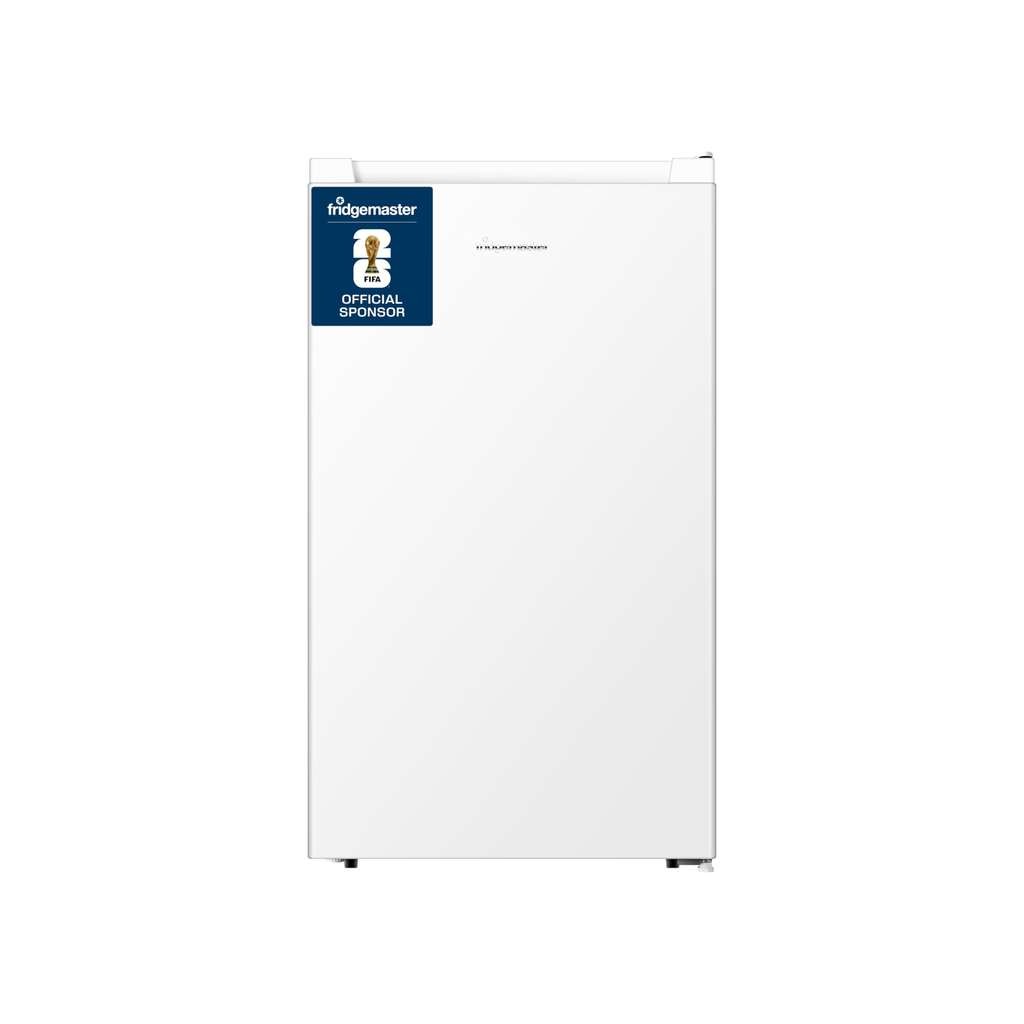 Fridgemaster MUL4892E 92L under counter fridge, white. LED, temp, reversible door, salad box