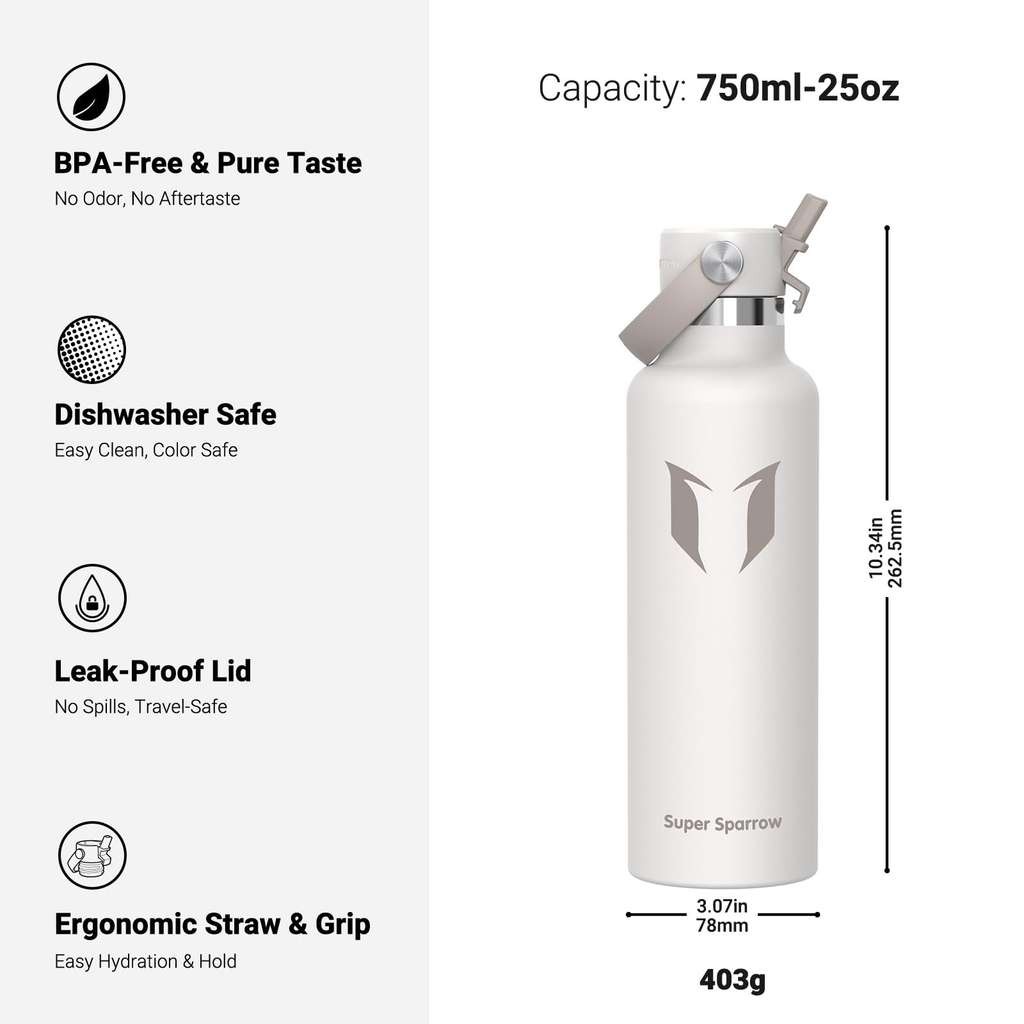 Sparrow insulated bottle: 750ml grey, 500ml black/green £12.71, 1L £13