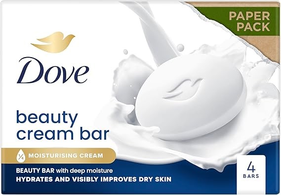 Dove Original Beauty Bar Soap with Moisturising Cream, Healthier-Looking Skin, 4 x 90 g