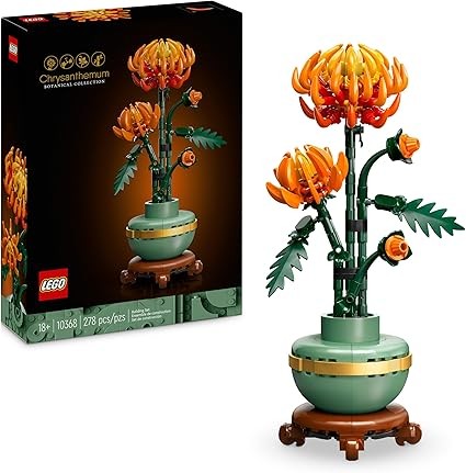 LEGO Botanicals Chrysanthemum, Artificial Flower Building Set, Model Kit for Adults, Faux Plant, 10368