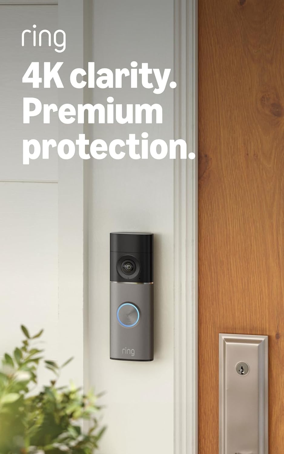 Ring Battery Video Doorbell Pro, newest generation, DIY wireless doorbell camera, Retinal 4K, wide-angle, 10x zoom, Quick Release Ultra Battery Pack, 30-day free trial of Ring Subscription Plan