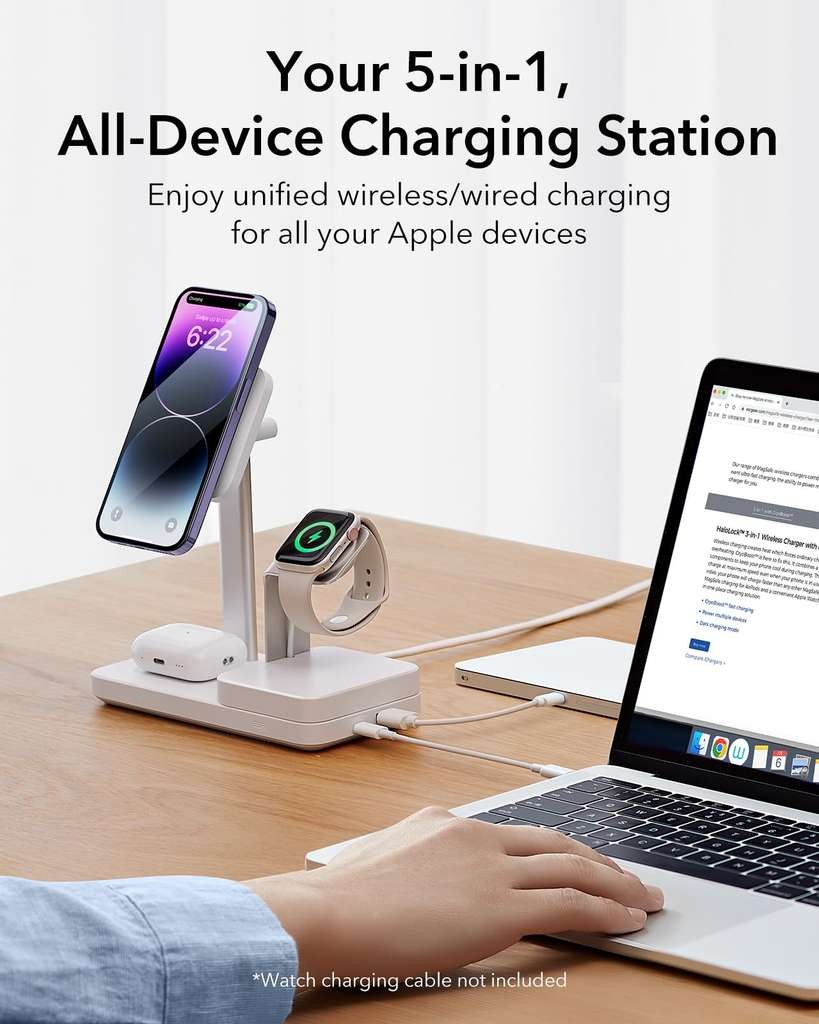 ESR MagSafe 65W 5-in-1 GaN Charging Station for iPhone, AirPods