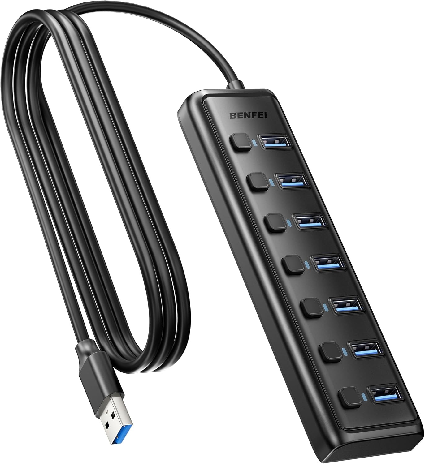 Benfei USB 3.0 Hub 7-Port Ultra-Slim Portable USB Splitter with 3.3ft Cable