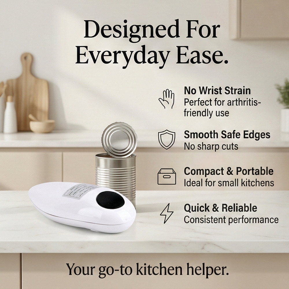 Livmore Automatic Can Opener, Battery Operated, 2 x AA Not Included, White