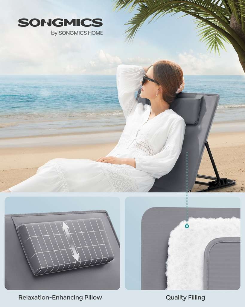 Songmics folding reclining beach sunloungers, set of 2 from Songmics Home UK