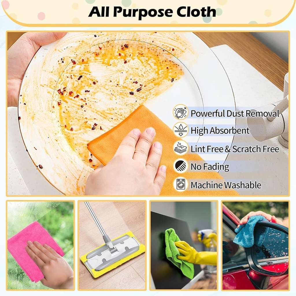 20 Pack Microfiber Cleaning Cloth 5 Colors, Haul Global, 20% off at checkout