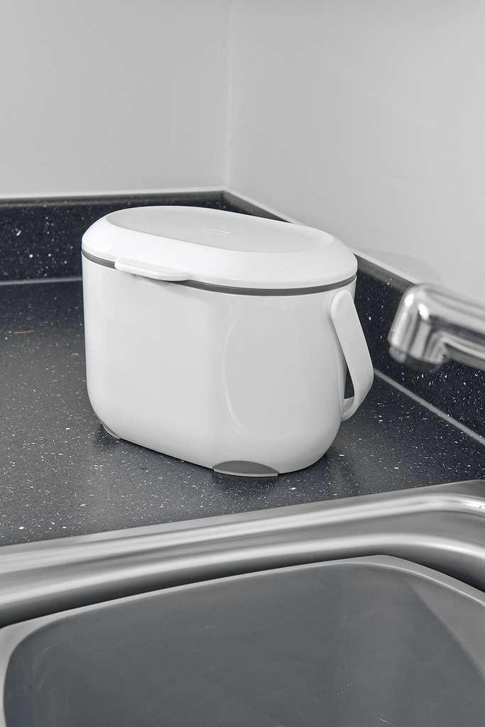 Handy Addis 2.5L compost caddy, in white & metallic