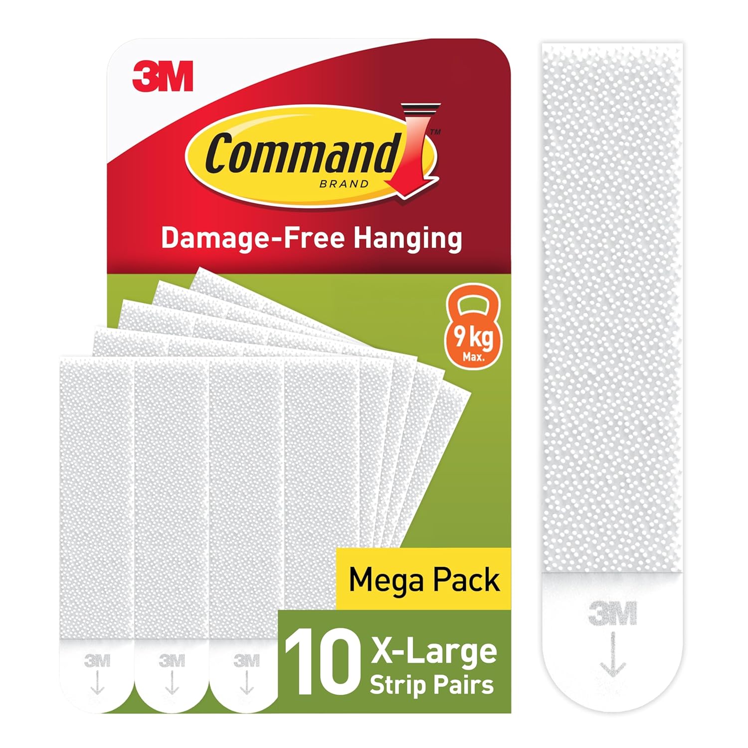 Command Picture Hanging Strips, White, X-Large, 10 Pairs (20 Strips) - For Pictures, Frames, Mirrors, Wall Decor