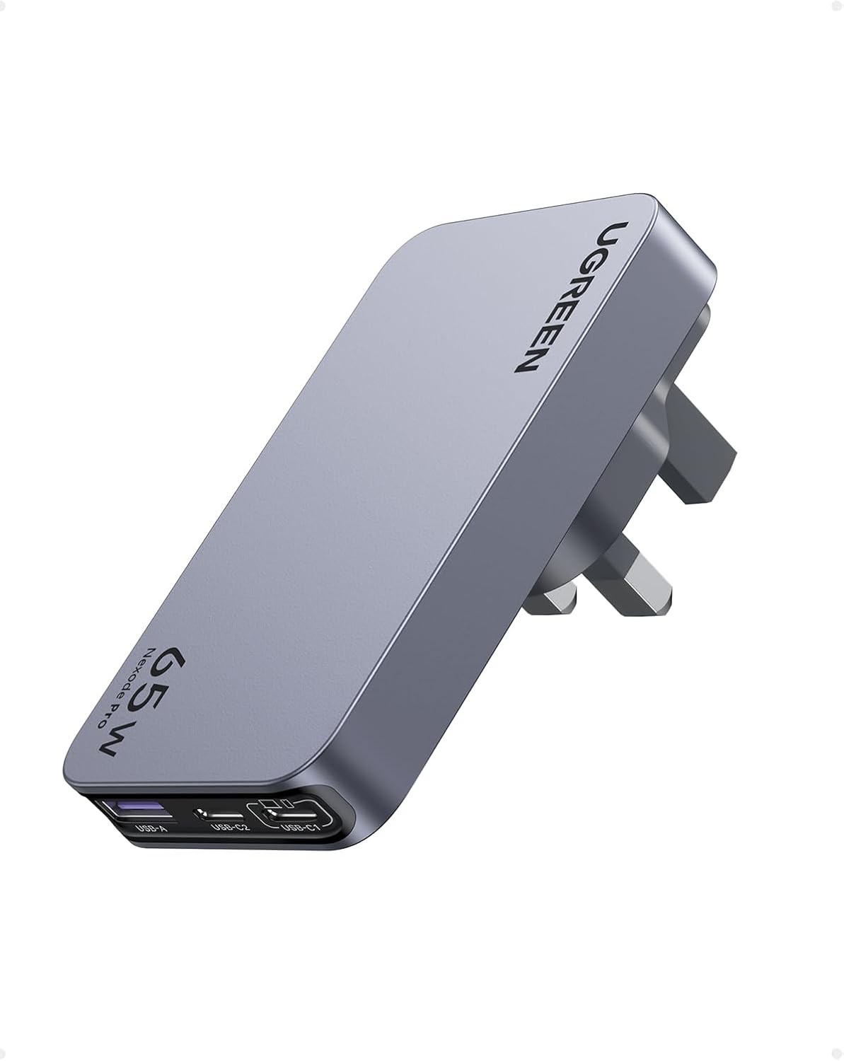 UGREEN Nexode Pro 65W USB C 3-Port GaN Travel Charger Adapter with US/UK/EU Plugs