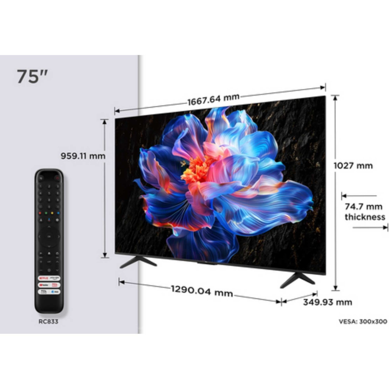TCL 75V6CUK 75" DLED 4K Smart TV 60Hz Refresh Rate