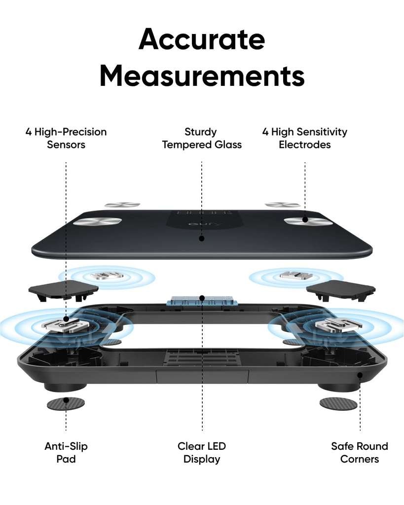 eufy Smart Scale A1 Black, Bluetooth body fat scales (12 measurements, BMI). AnkerDirect/FBA