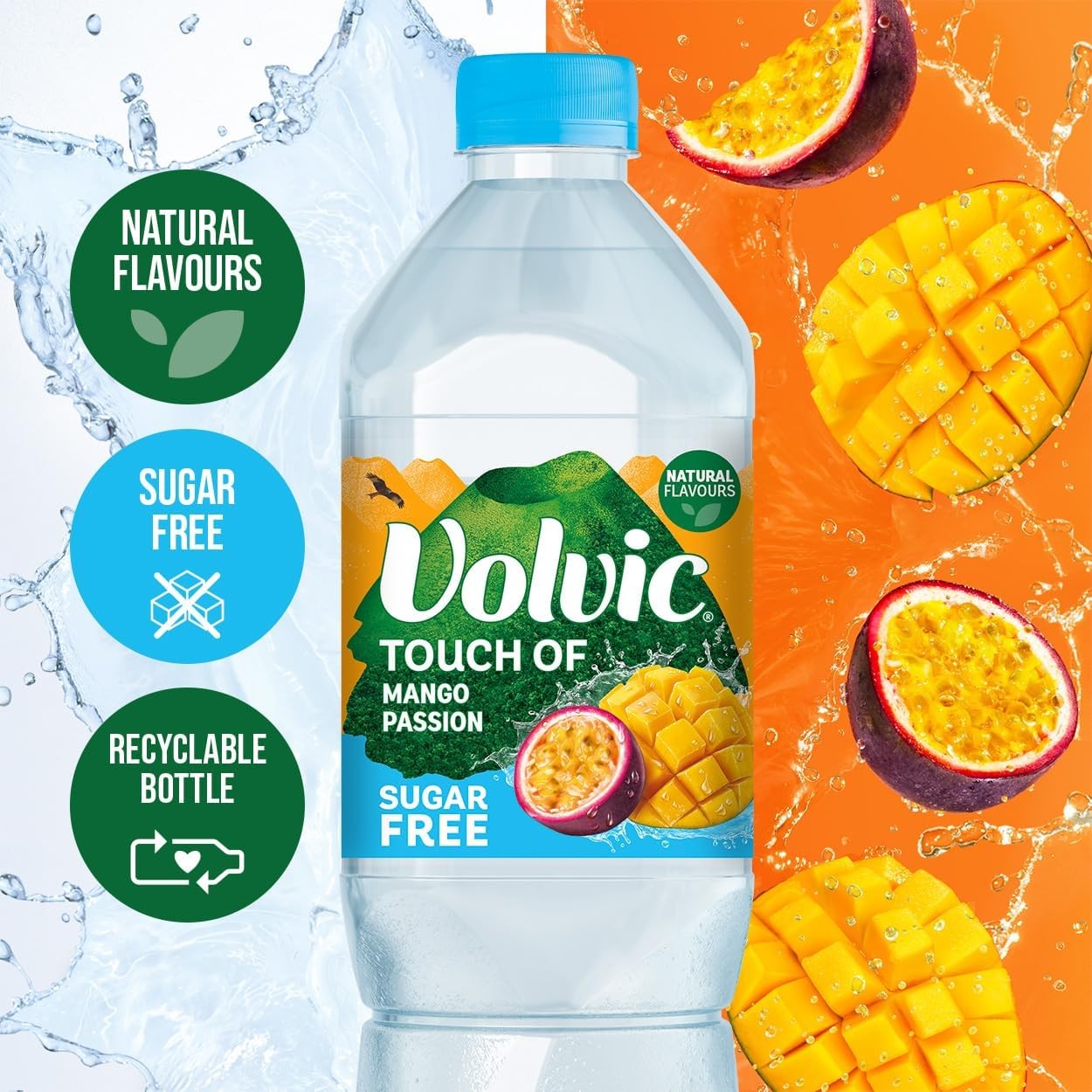 Volvic Touch of Fruit Mango & Passion Fruit Sugar Free Still Water Multipack 6x1.5L