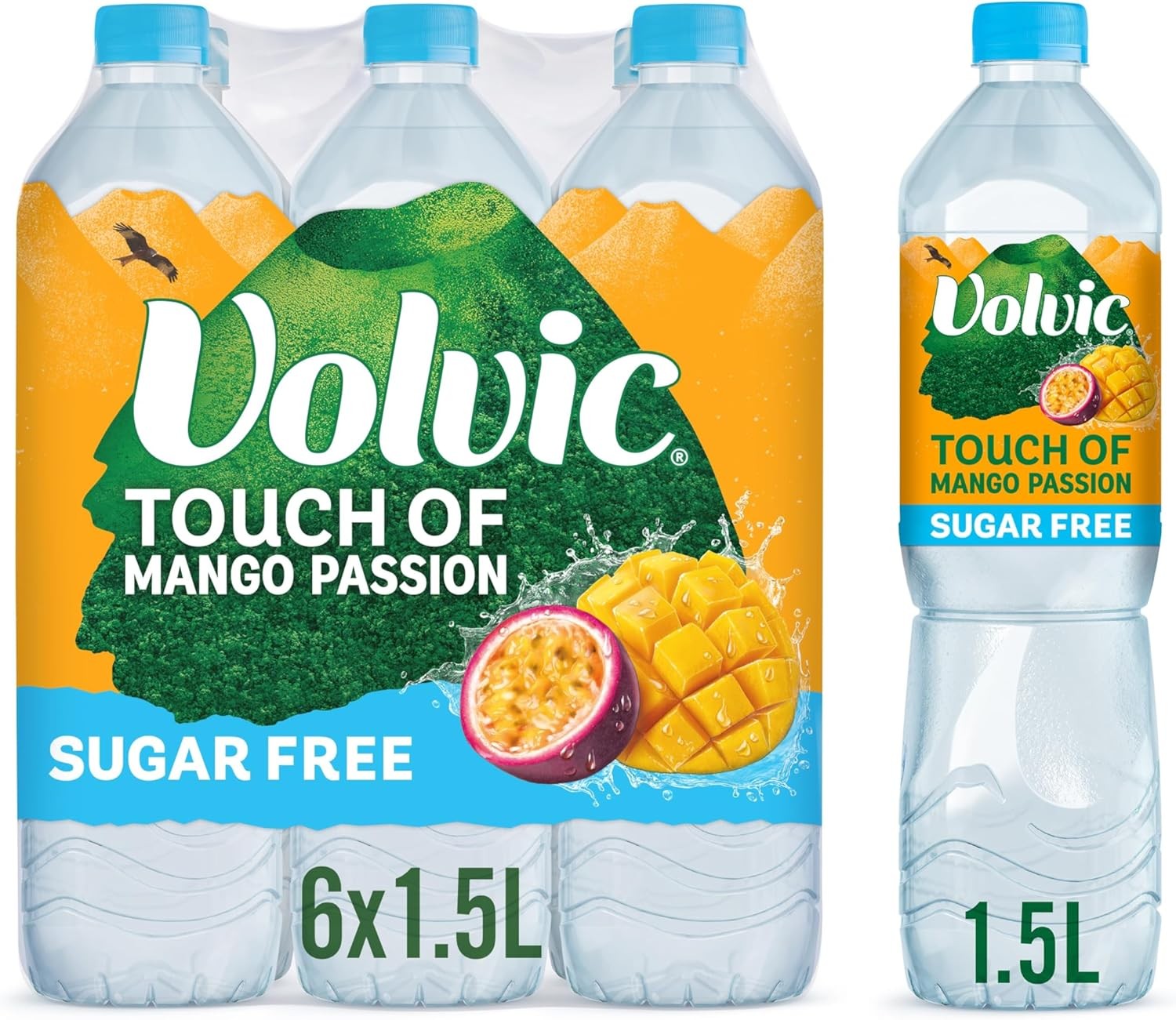 Volvic Touch of Fruit Mango & Passion Fruit Sugar Free Still Water Multipack 6x1.5L