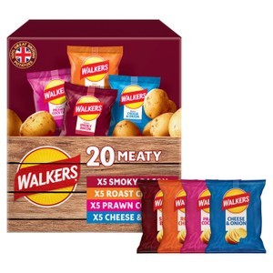 Walkers Meaty Variety Multipack Crisps Box 20 x 25g