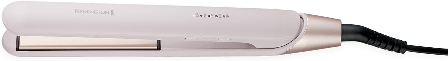 Remington S4807 Straightener, Advanced Ceramic, Almond Oil, Ultra-Fast Heat Up, Digital Temperature Control, Curved Design, Extra-Long Plates, Worldwide Voltage