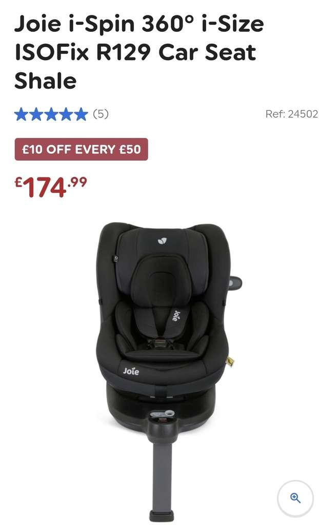£10 off every £50 at Smyths, Joie i-spin360 £144.99