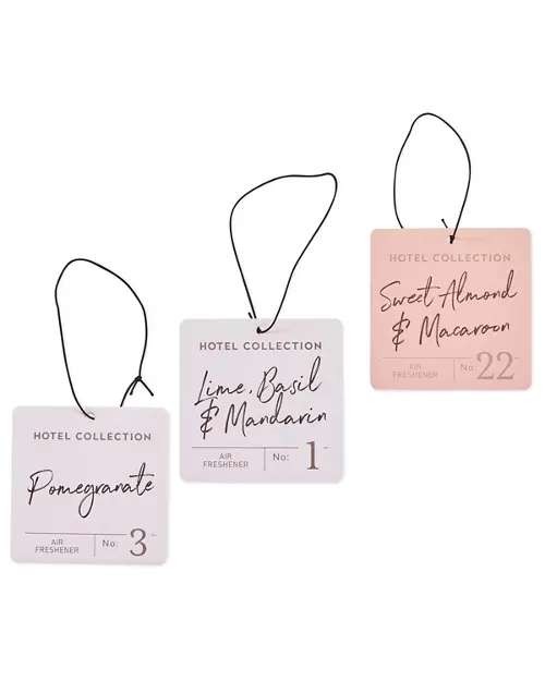 Hotel Collection car air freshener, nice scents like Basil & Mandarin, Pomegranate