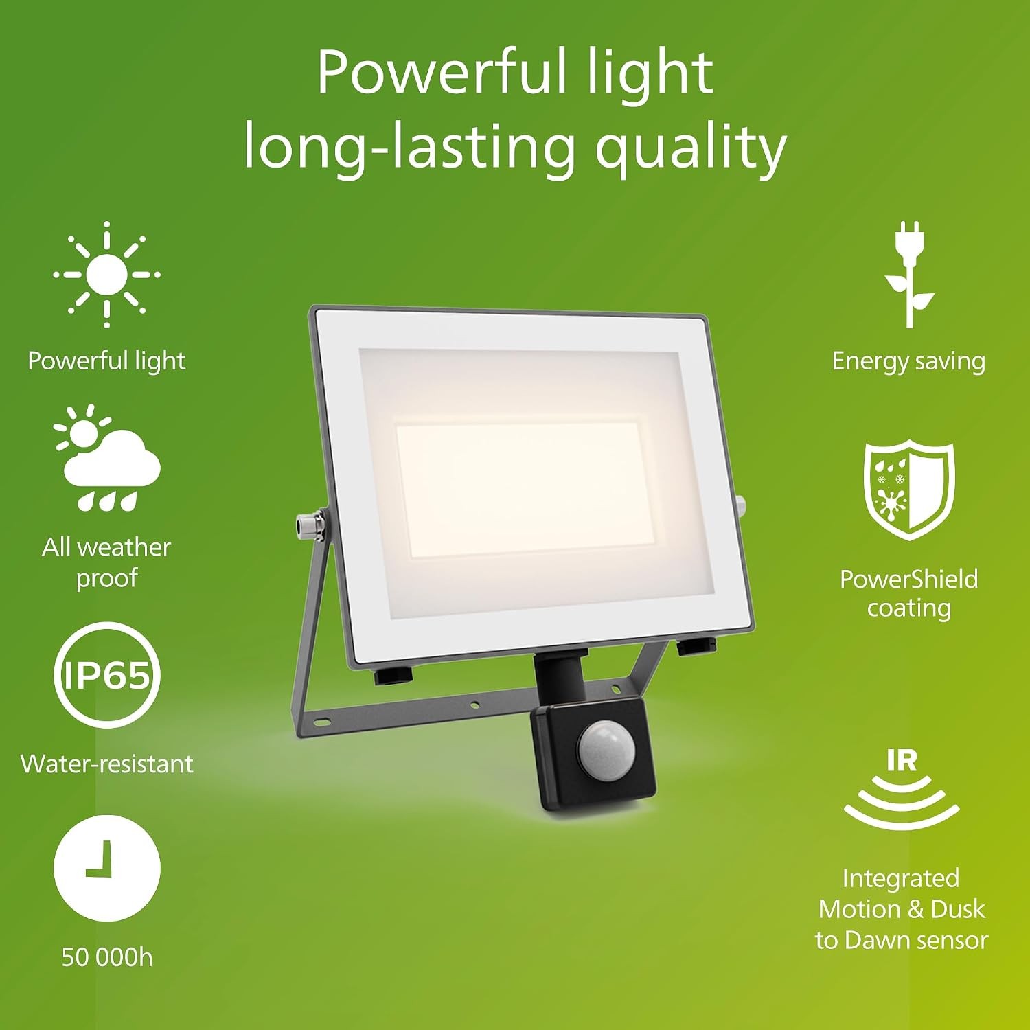 Philips Lois UltraEfficient Outdoor Floodlight with Motion Sensor, 24 W, 3000 K, Anthracite