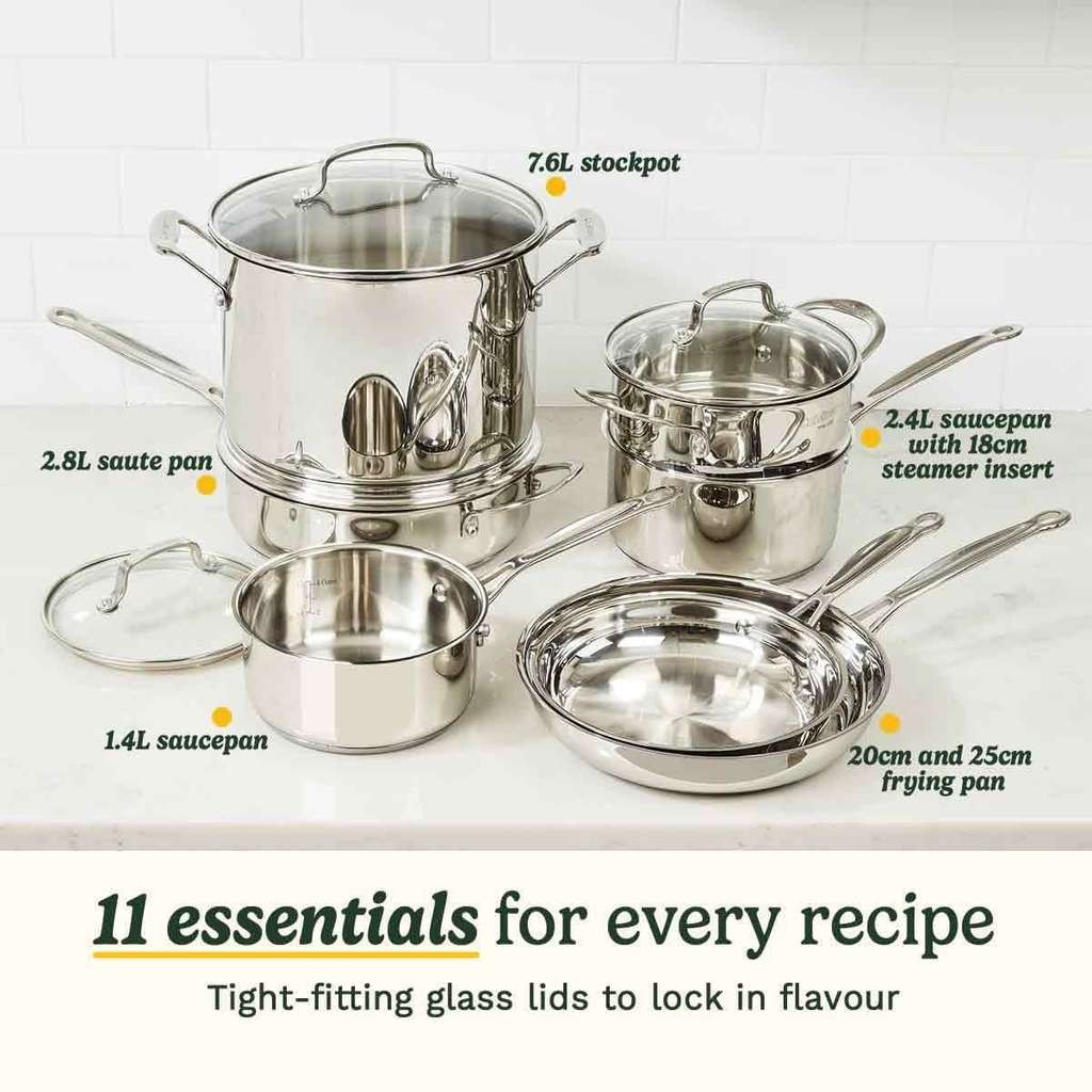 Nice Cuisinart Chef’s Classic 11-piece stainless steel cookware set