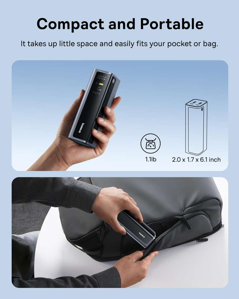 Baseus EnerGeek 145W Laptop Power Bank (20800mAh), 2x USB-C PD 3.0 (100W)