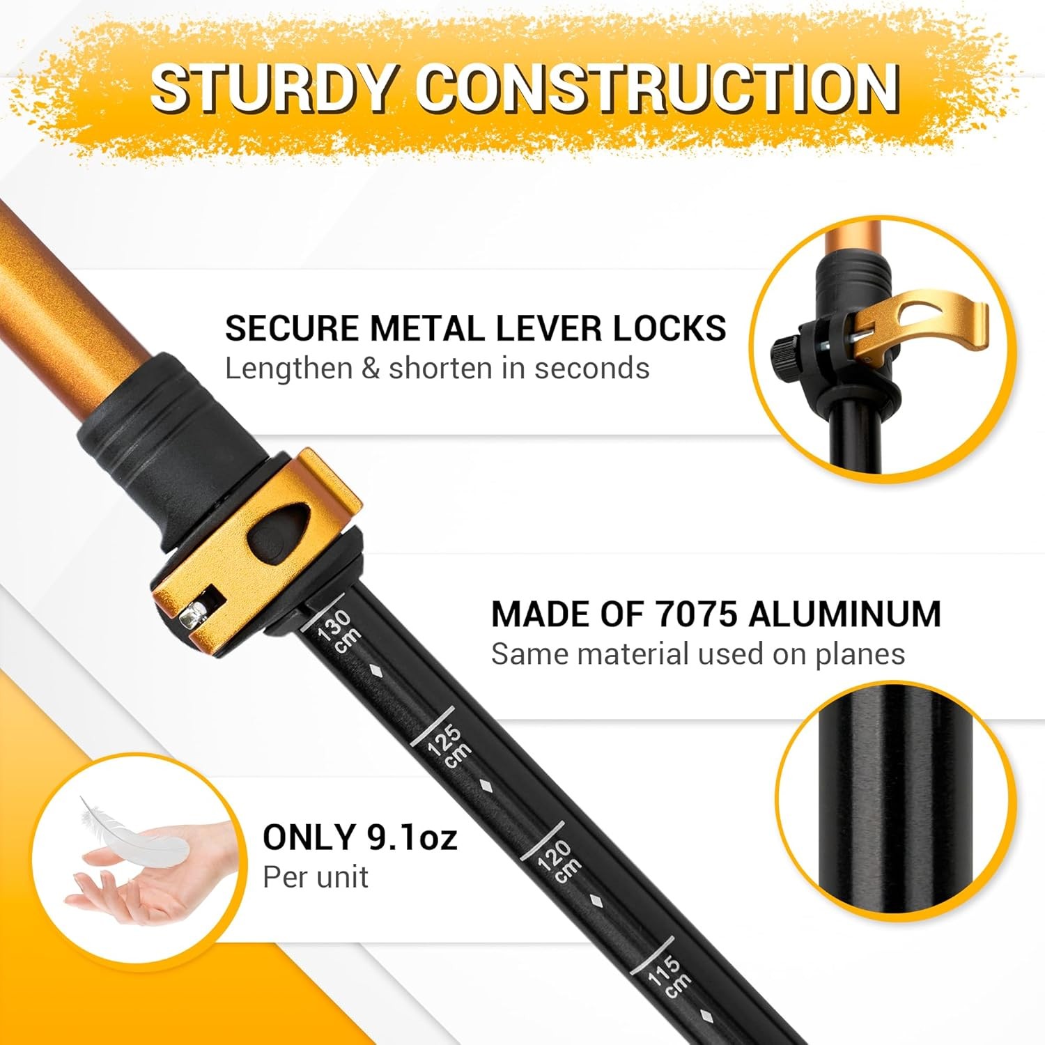 TheFitLife Trekking Poles, Lightweight 7075 Aluminum Hiking Sticks with Cork Grips