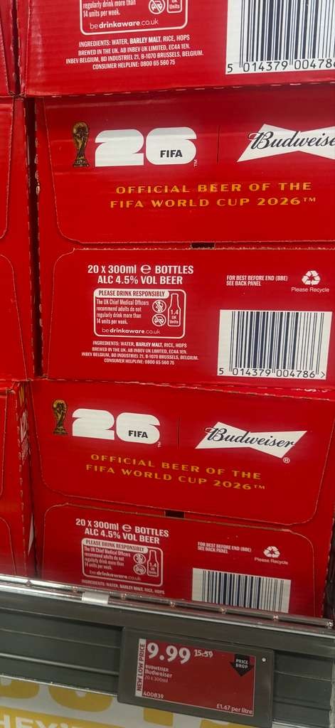 Budweiser Lager 20 x 300ml bottles, worth a look