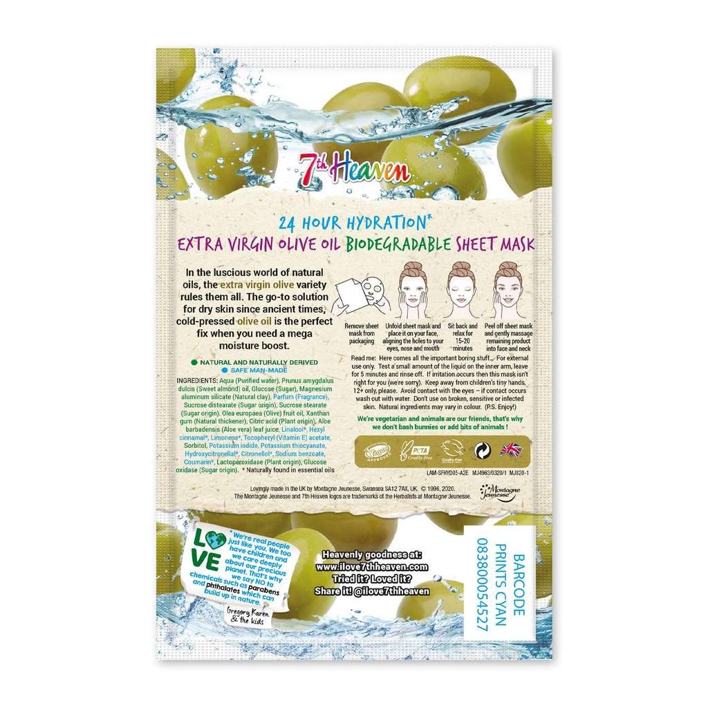 7th Heaven Superfood Extra Virgin Olive Oil Biodegradable Bamboo Sheet Mask