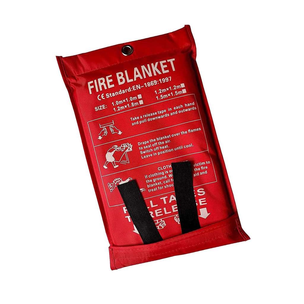 1x1M Large Fire Blanket, quickly stops fires in home, kitchen, office, garage, caravan