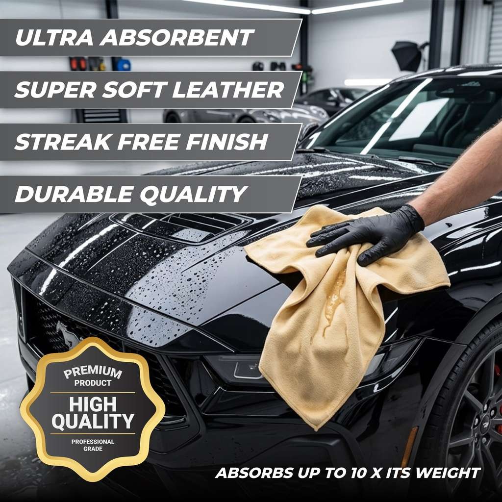 2 x 3 sq ft Chamois Leathers for Cars, Large Absorbent Car Drying Towel, Natural Leather