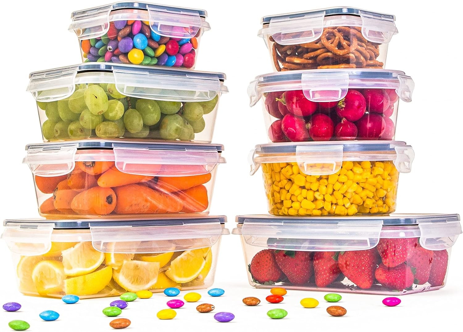 Nuovva Airtight Food Storage Containers Set, 16pcs, 8 Containers and 8 Lids