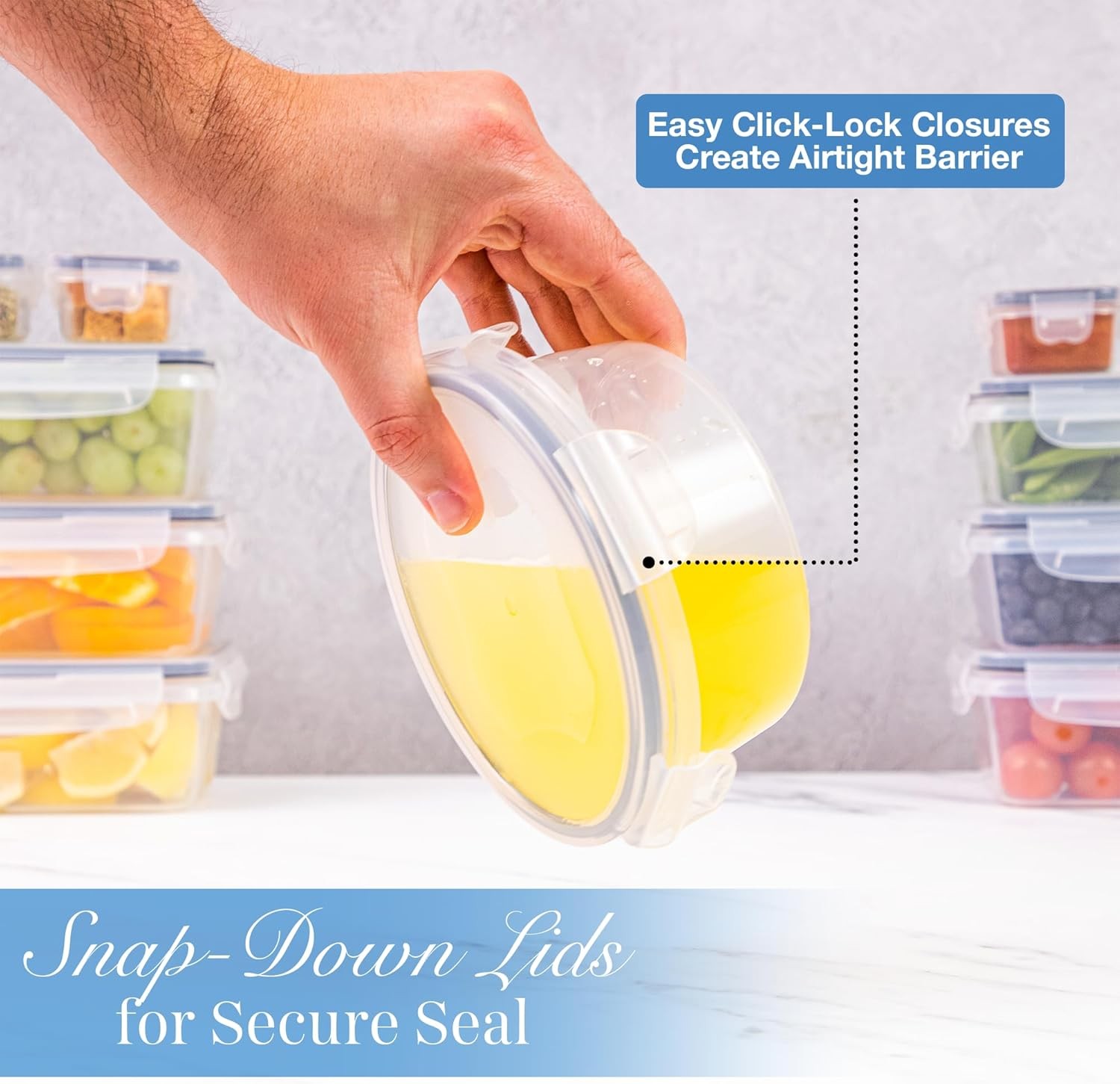 Nuovva Airtight Food Storage Containers Set, 16pcs, 8 Containers and 8 Lids