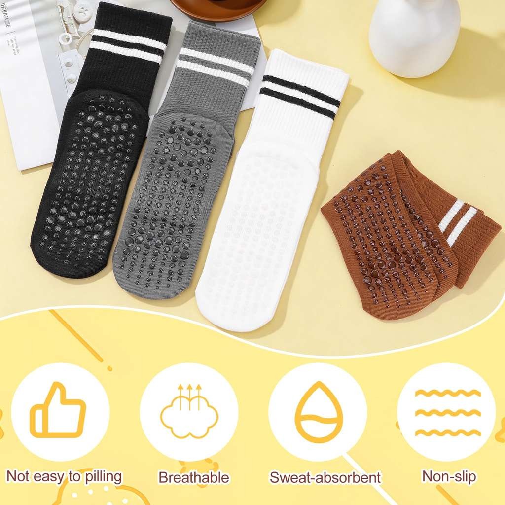 Women's Yoga Grip Socks 4 Pack, Size 2-5