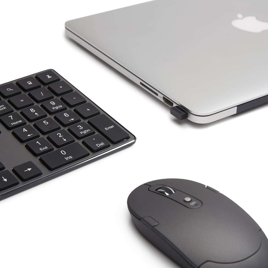 Amazon Basics USB-C Rechargeable Mouse & Slim Quiet Full Keyboard w/ Numpad, Black
