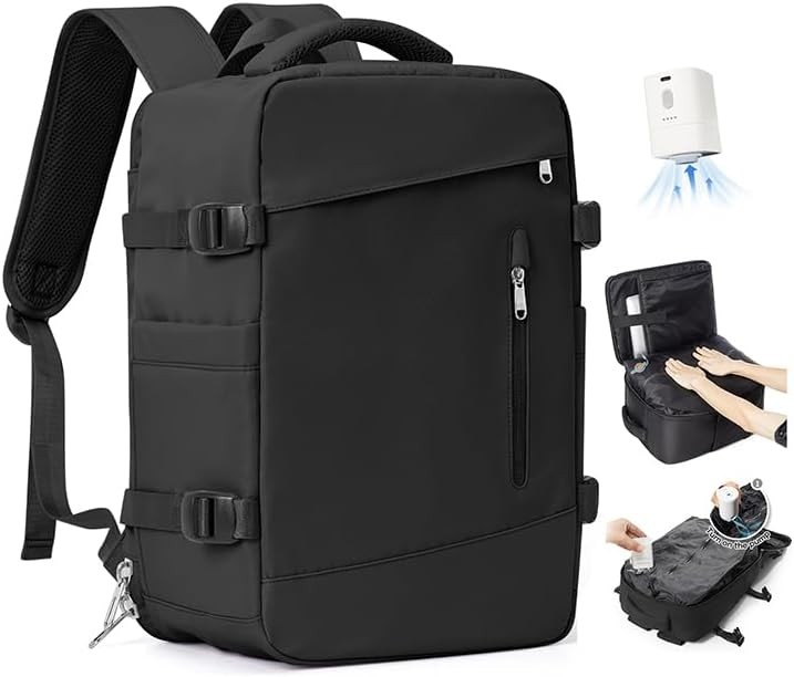 SZLX Vacuum Backpack Travel Bag with Pump, Ryanair Cabin Size 40x30x20, Fits 14 Inch Laptop