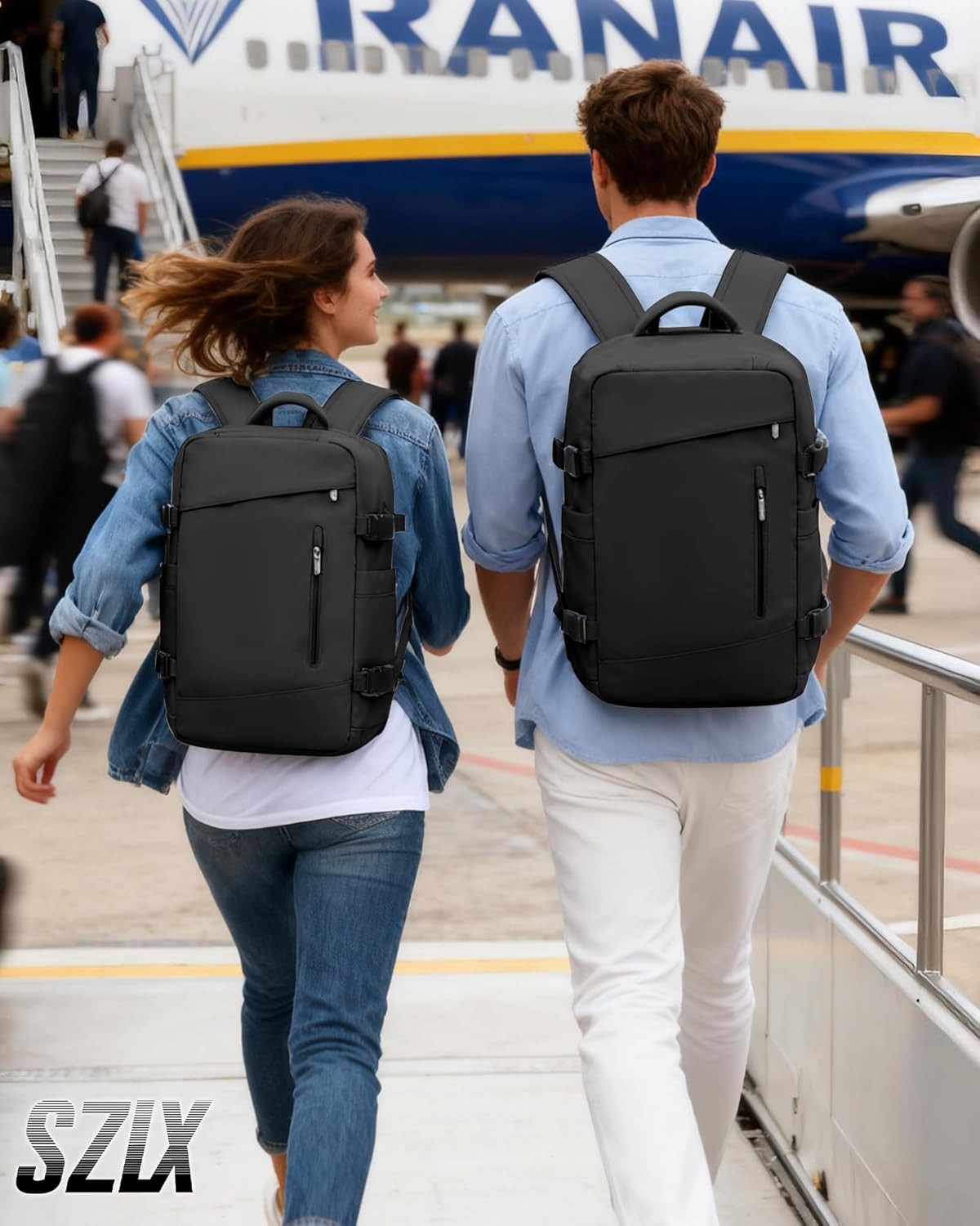 SZLX Vacuum Backpack Travel Bag with Pump, Ryanair Cabin Size 40x30x20, Fits 14 Inch Laptop