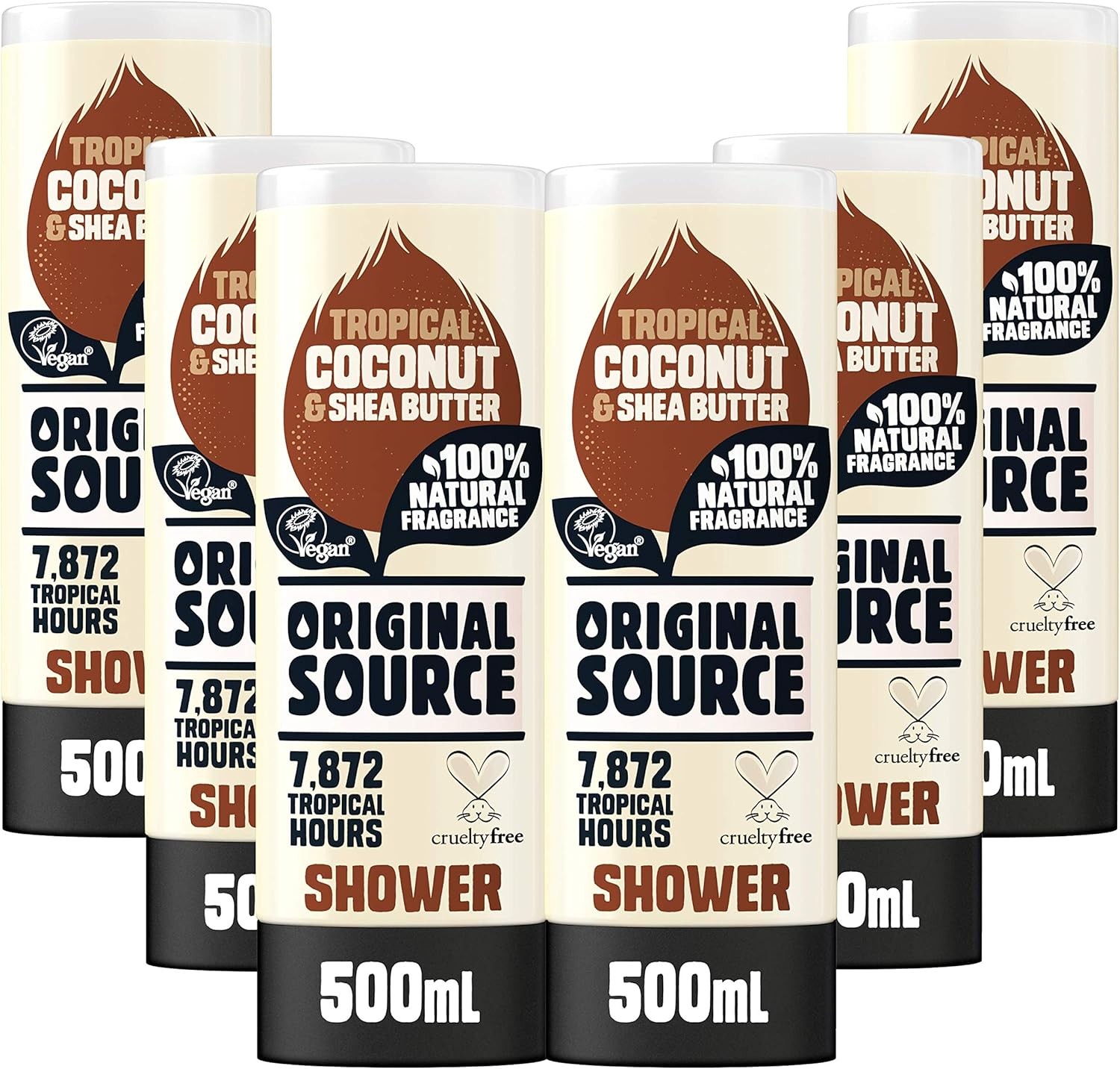 Original Source Coconut and Shea Butter Shower Gel, Pack of 6 x 500ml