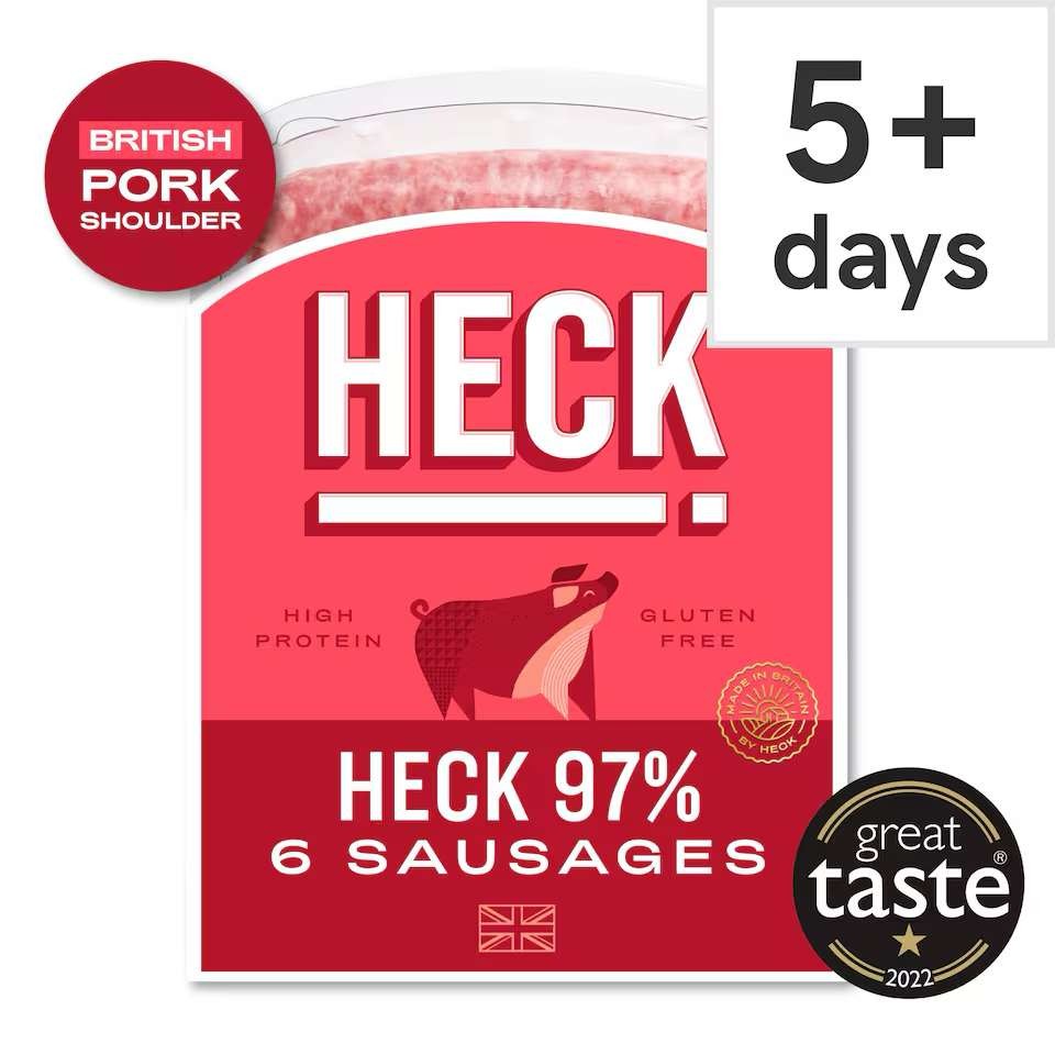 Heck 6 Pork Sausages (97%, 400G) or 10 Chicken Chipolatas (340G), Clubcard Price