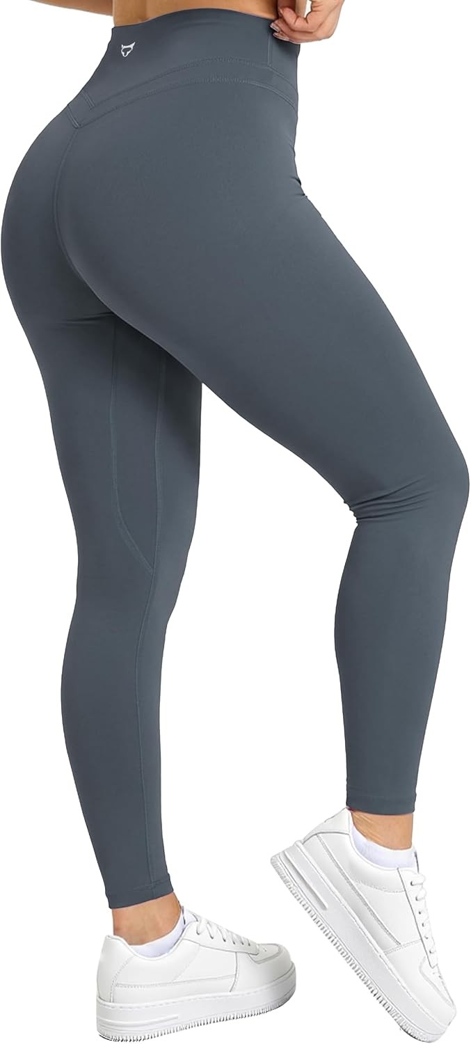 TomTiger Women's Yoga Pants 7/8 High Waisted Leggings, Eucalyptus, Large