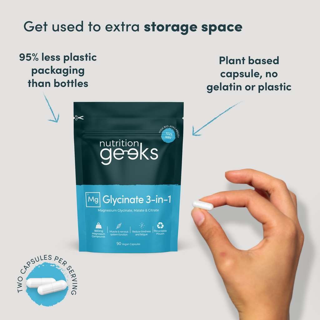 Nutrition Geeks Mag Glycinate 3-in-1 1800mg 90 caps. £7.49/£6.49 S&S voucher. FBA, select