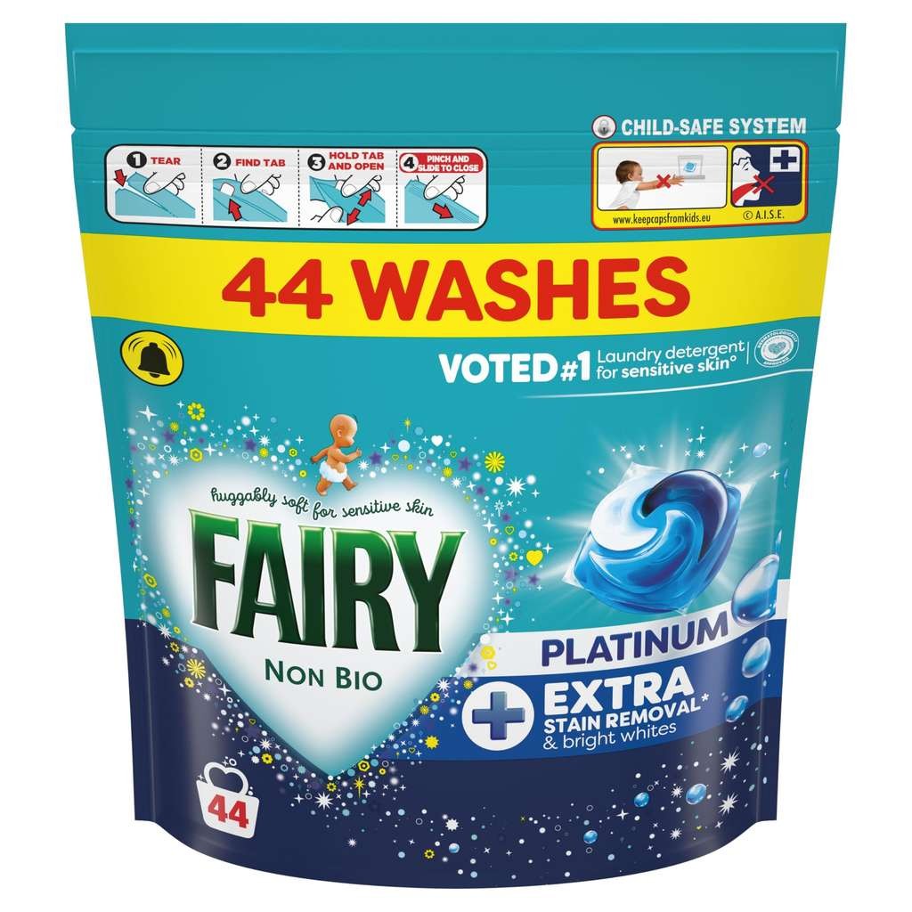 Fairy Non Bio Platinum Washing Pods Extra Stain Removal 132ct, 44ctx3