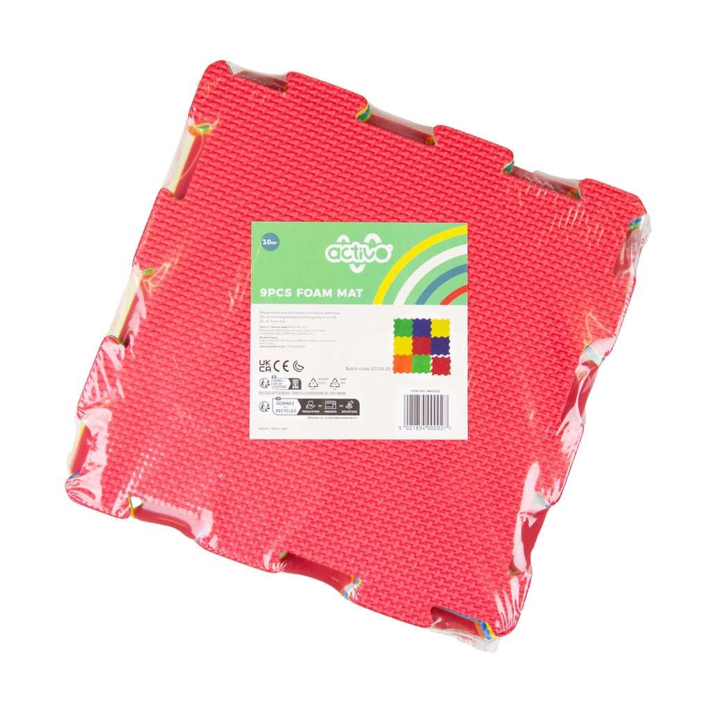 Activo foam play mat, 9 interlocking pieces 29x29cm for babies, toddlers & kids
