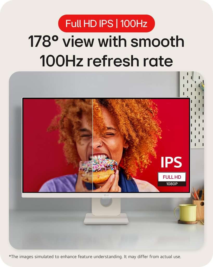 LG Smart Monitor 27U511SA-W, Full HD 1080p IPS 27 Inch, 100Hz, 5ms, Speakers