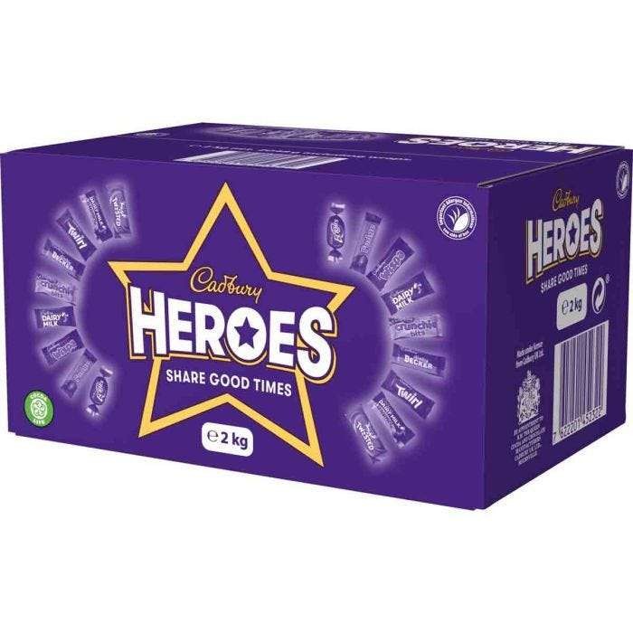 Cadbury Heroes Chocolates Bulk Share Box 2kg, Min Spend £22.50, BBE 31 Aug
