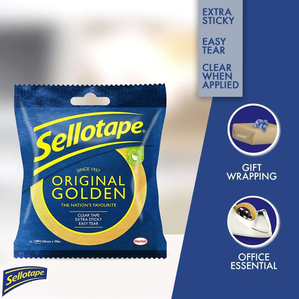 Sellotape Zero Plastic Clear Tape, Multi-Purpose Adhesive, 24 mm x 50 m